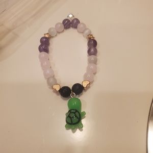 Turtle Charm crystal bead bracelet